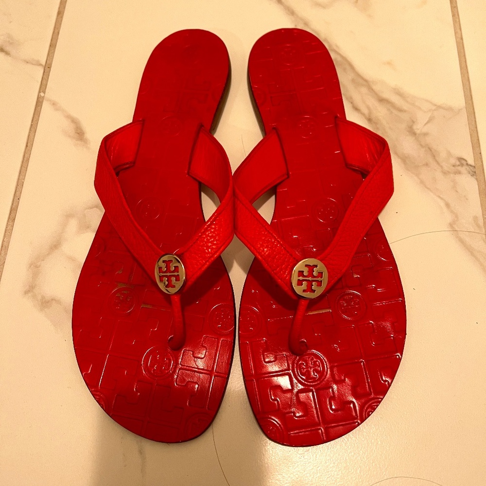 Tory Burch Red Thora Leather Sandal